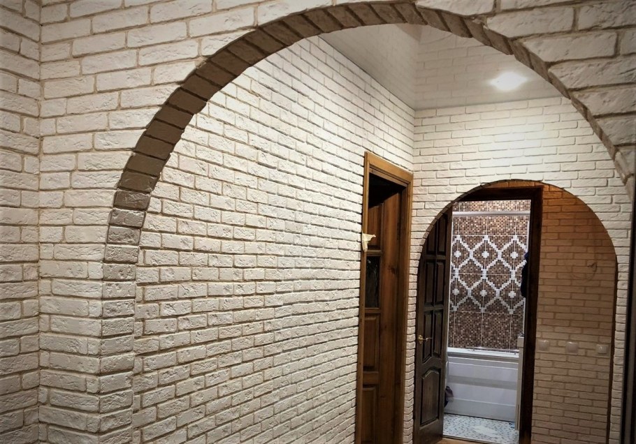 Отделка арки искусственным камнем