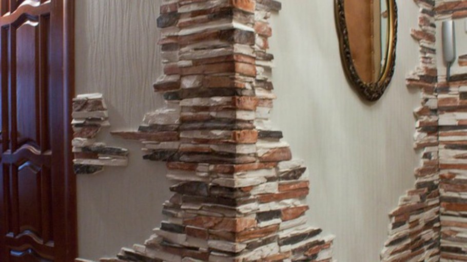 Отделка внешнего угла декоративным камнем