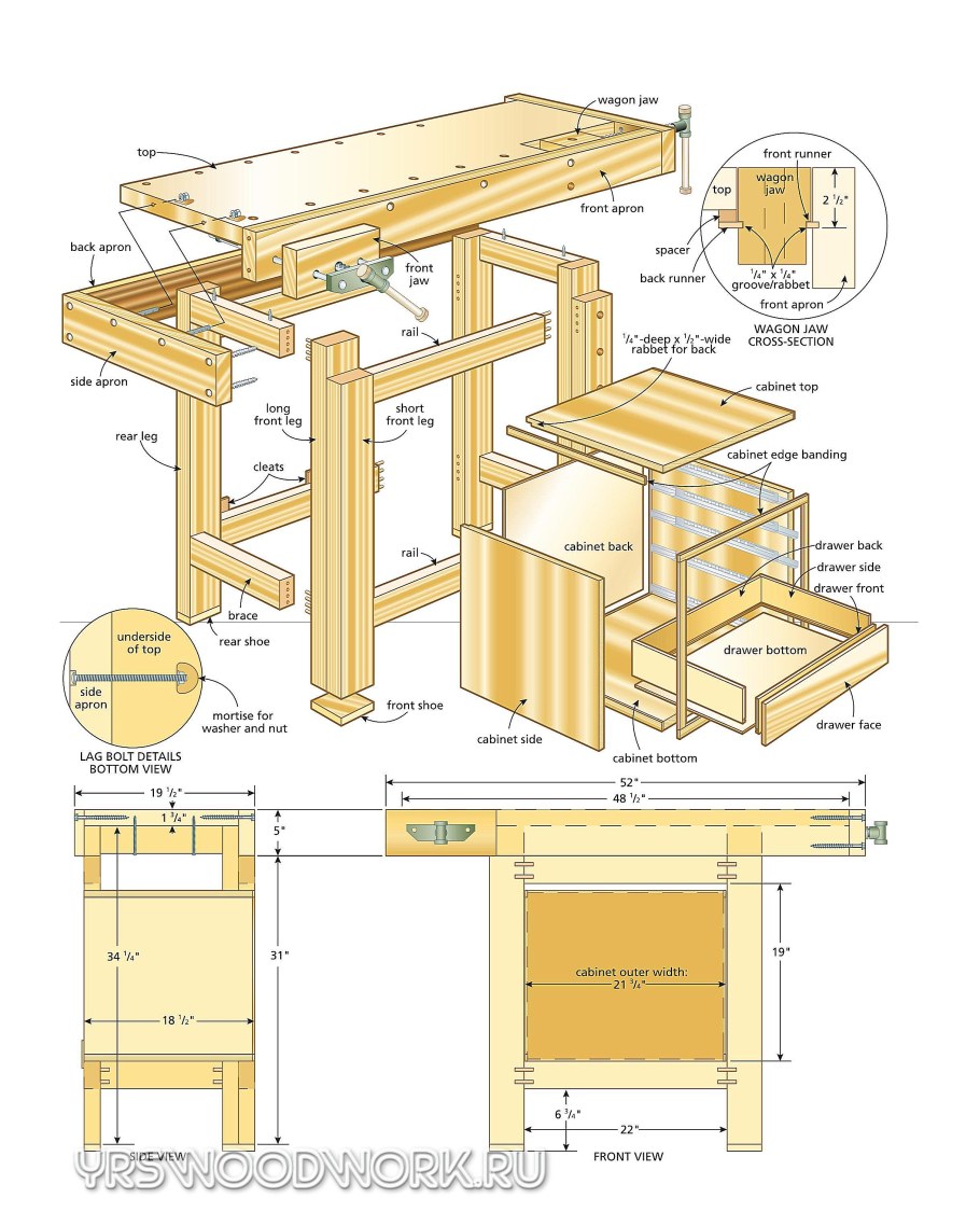 Столярный верстак чертеж