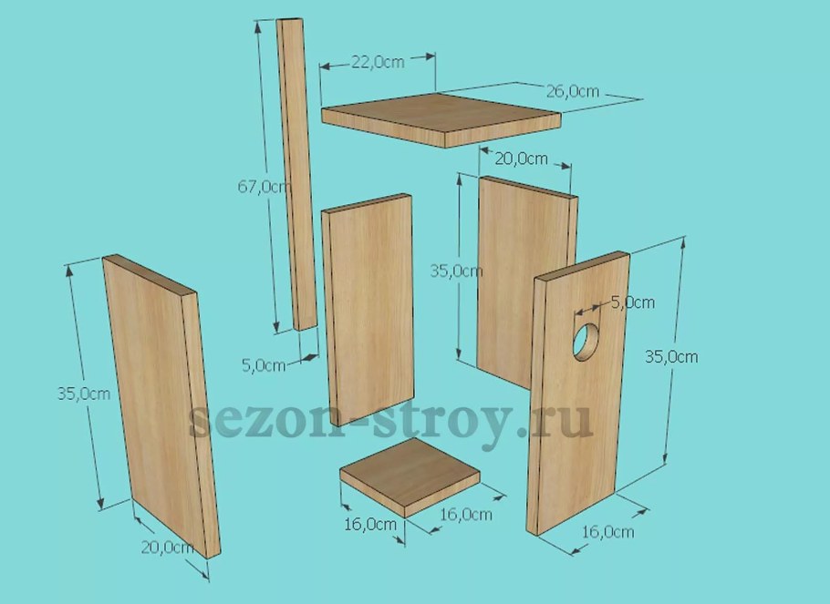 Синичник чертеж