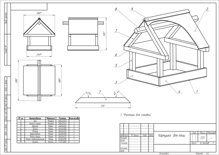 Чертеж деревянного скворечника