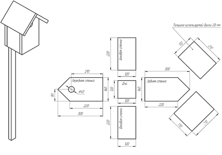 Кормушка для птиц своими руками из фанеры чертежи с размерами