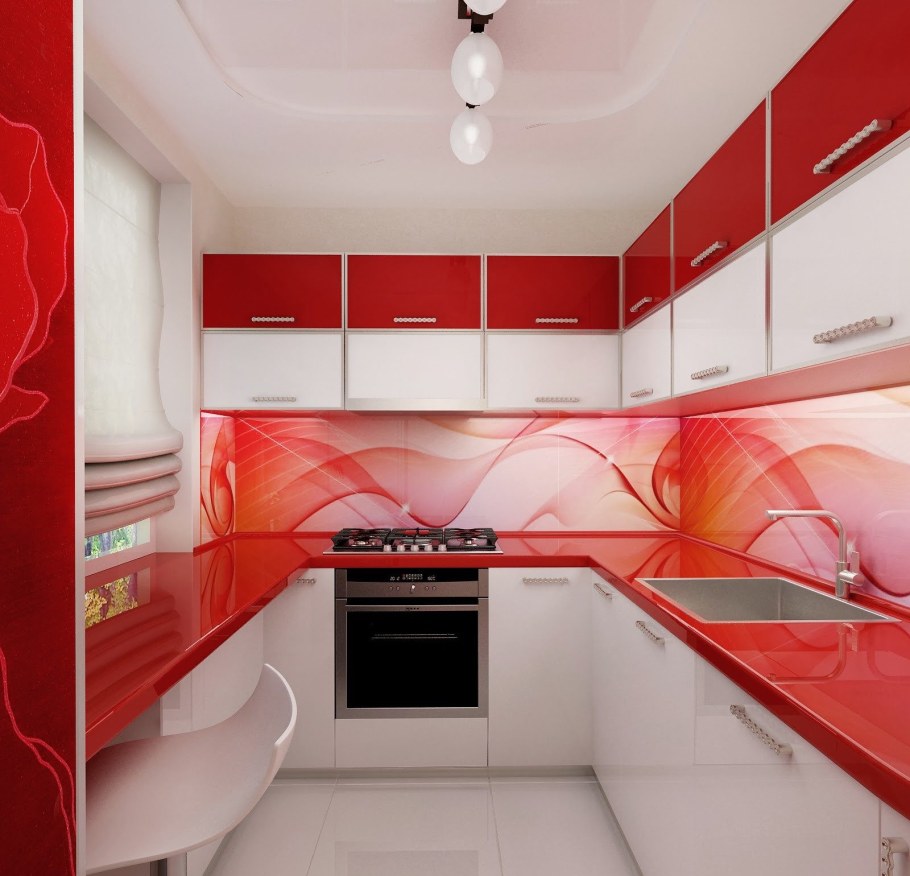 Красно белая кухня