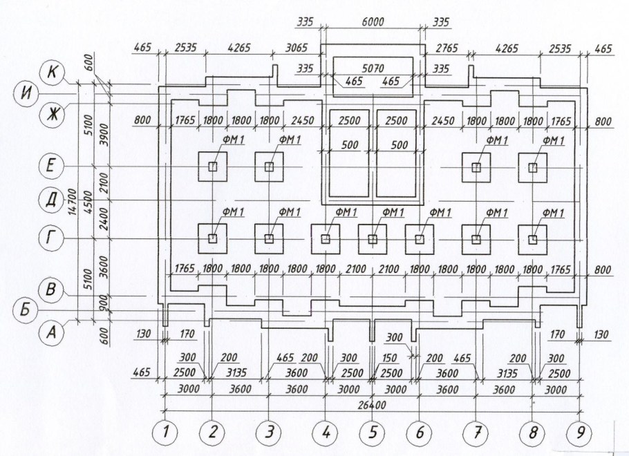 План фундамента многоэтажного жилого дома