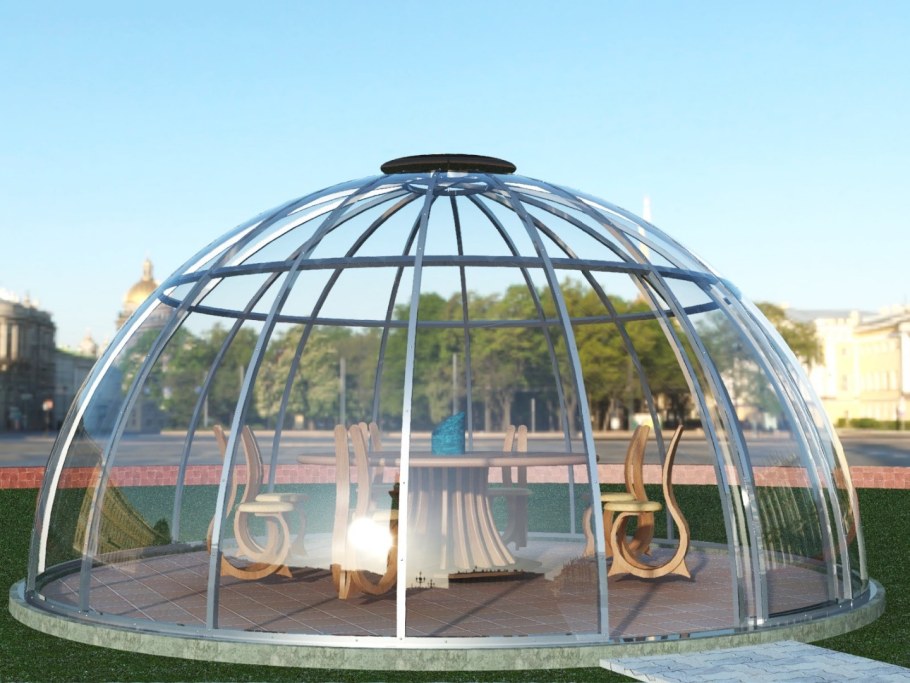 Круглая беседка из дерева