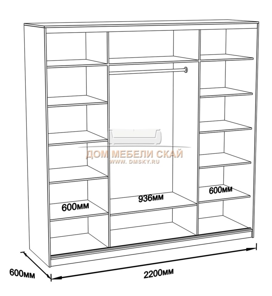 Шкаф купе 1800х2400х600 чертеж