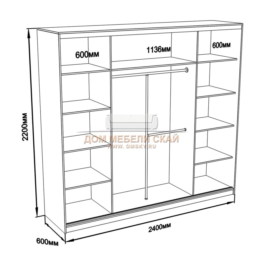Шкаф купе 1600х2400х600 схема