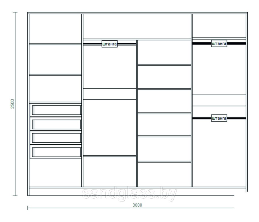 Шкаф купе чертежи глубина 430мм