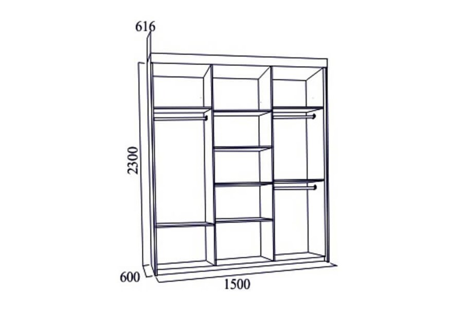 Шкаф купе 1800х2300х600 наполнение левая створка пивот