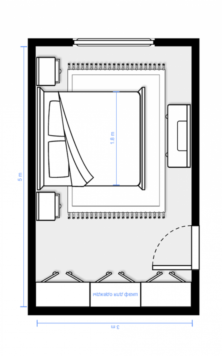 Комната 7кв м чертеж