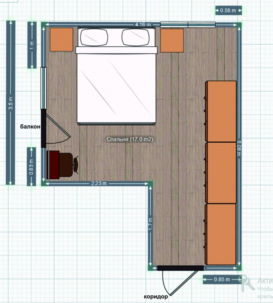 Планировка мебели в спальне