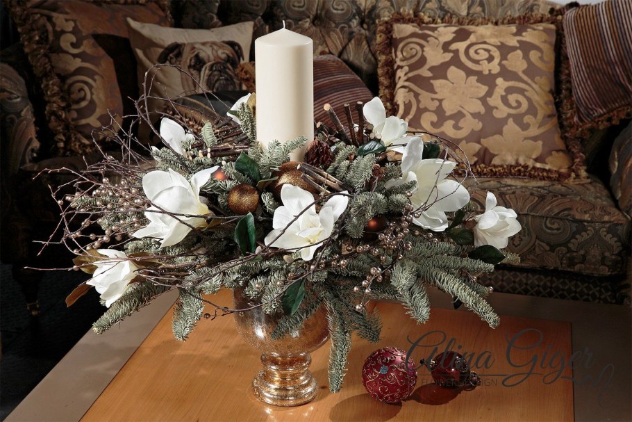 Новогодний букет в интерьере