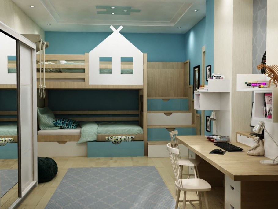 Планировка детской комнаты для двоих