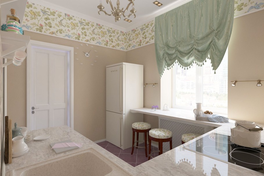 Интерьер комнаты в сталинке с окном