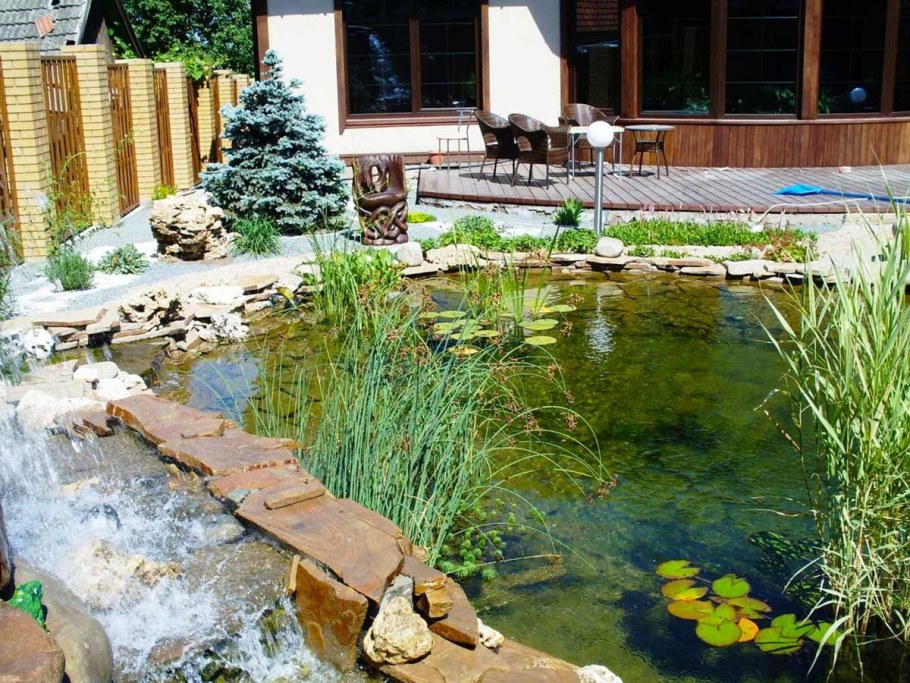 Декоративный пруд с фонтаном