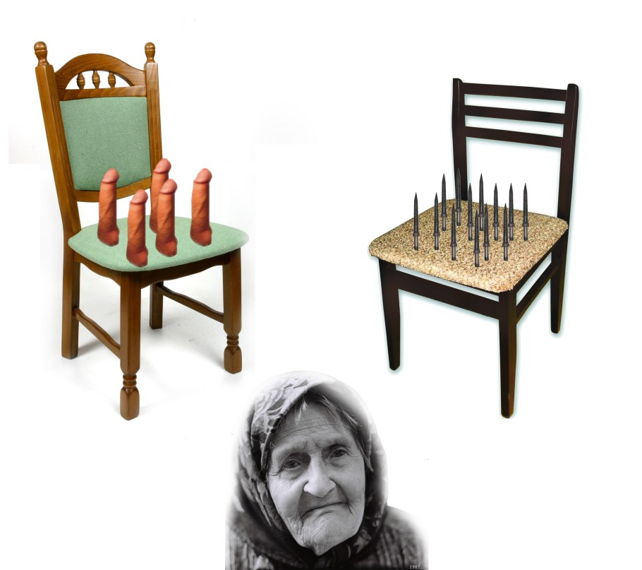 Табурет на трех металлических ножках