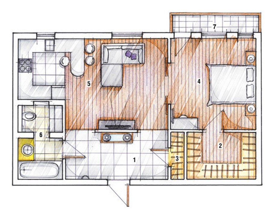 План расстановки мебели 3 комнатной квартиры