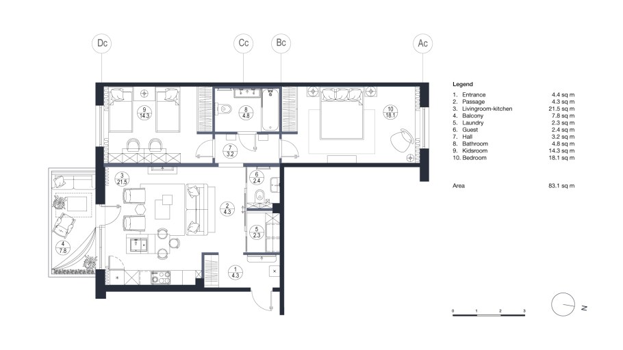 Перепланировка линейной двушки