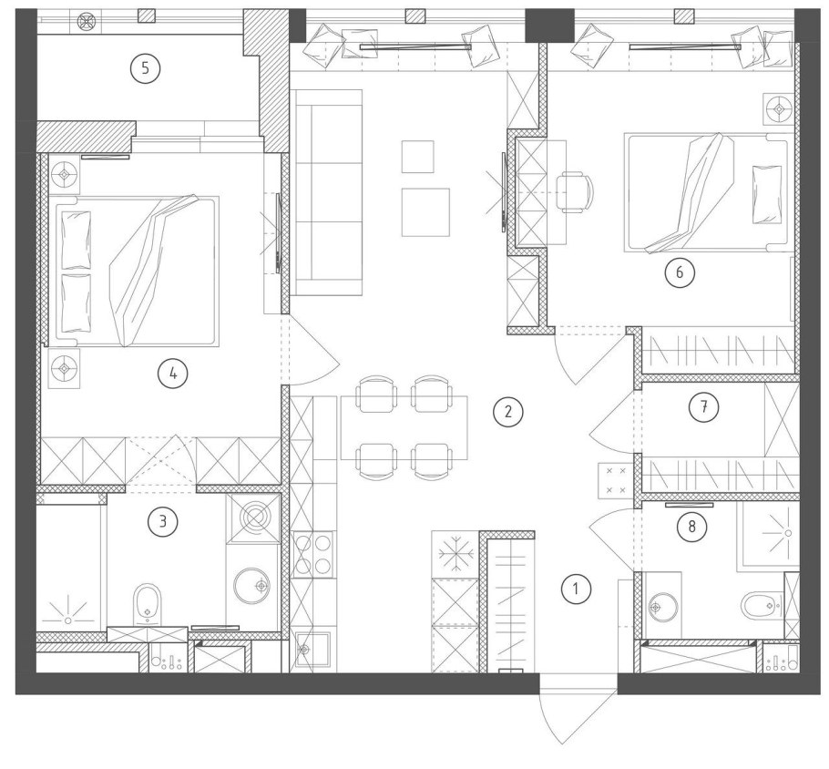 Пернпланировка двущеи в трещку 60 кв