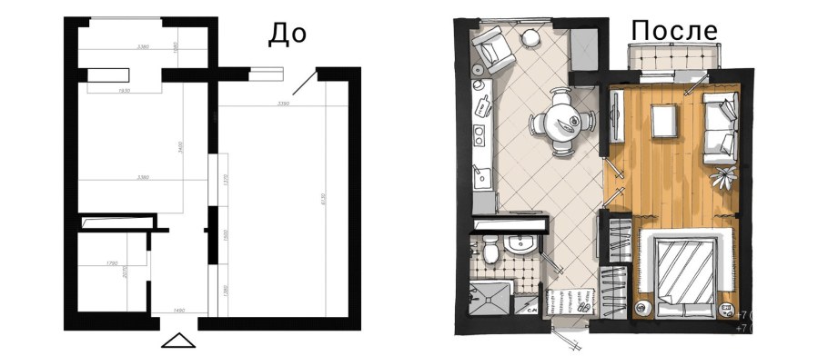 Перепланировка однушки корпус 212