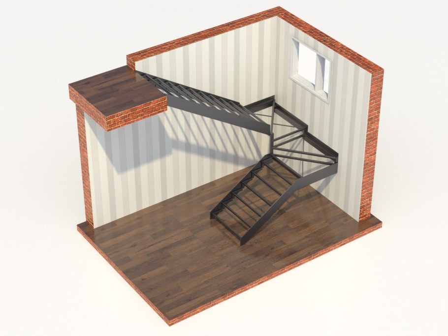 Лестница с поворотной площадкой