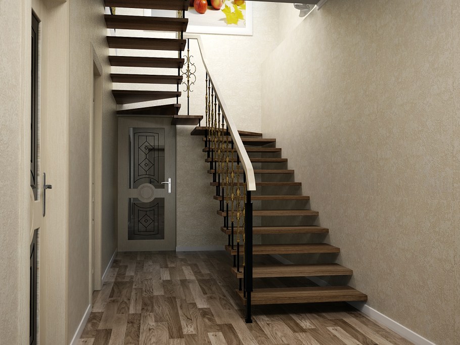 Лестница с забежными ступенями на 180 на второй этаж