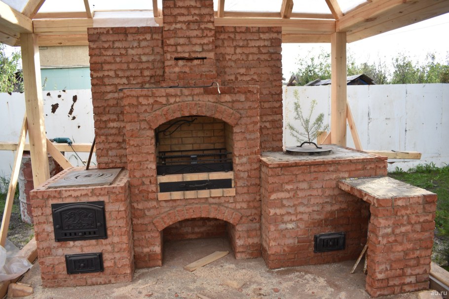 Мангальная зона с казаном и мангалом