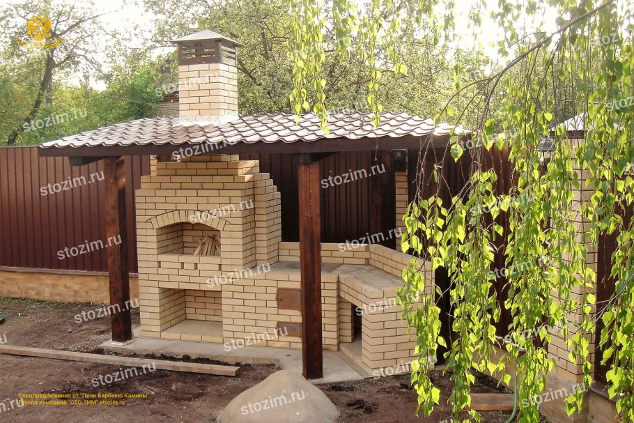 Мангальная зона с казаном и мангалом