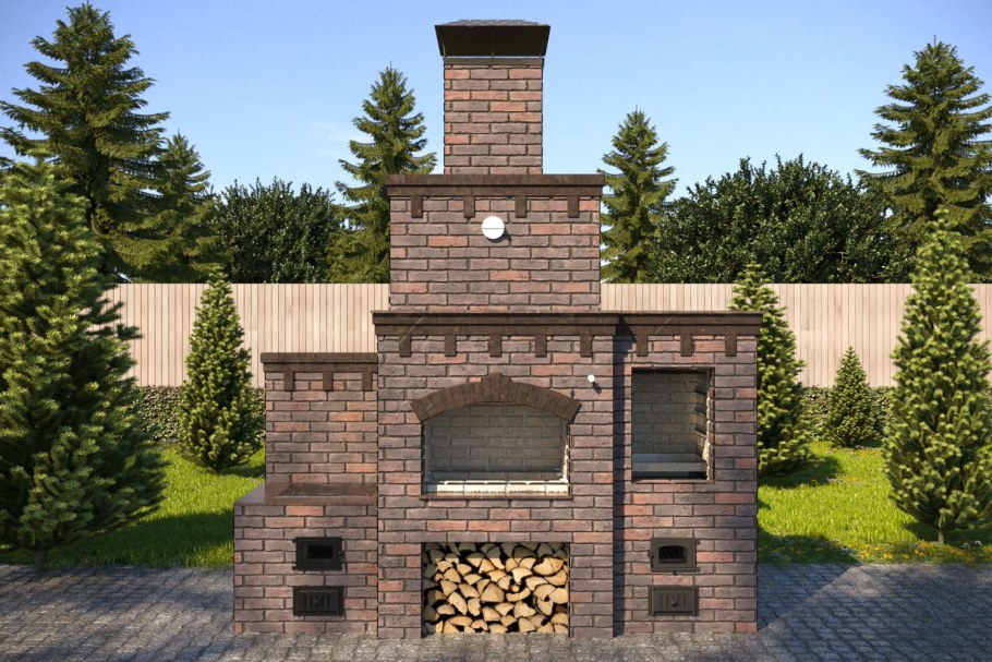 Небольшая мангальная зона из кирпича