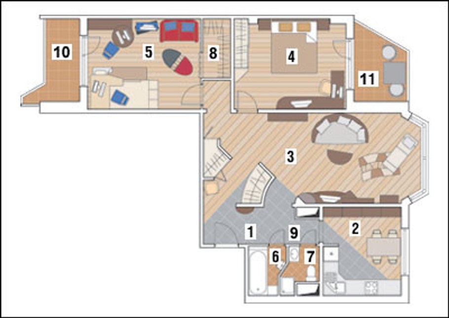 Кухня в трехкомнатной квартире