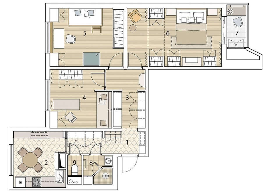 Интерьер однокомнатной квартиры п44т