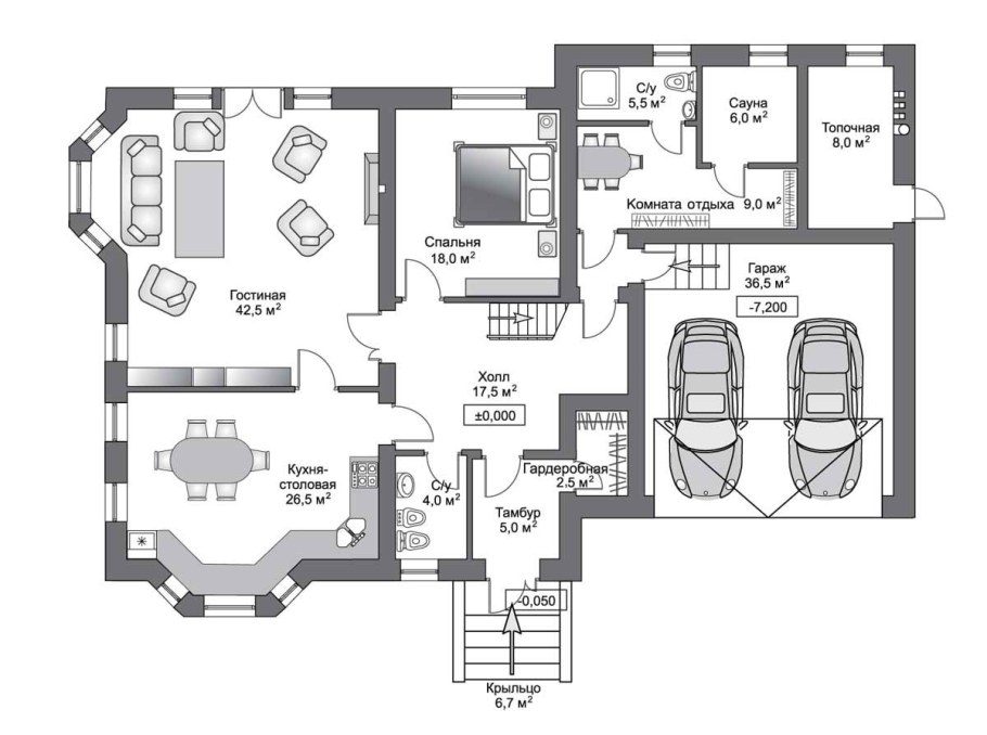 Одноэтажный дом 70м2 планировка с тремя спальнями