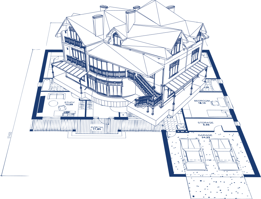 План 2 этажного дома в хайтек стиле