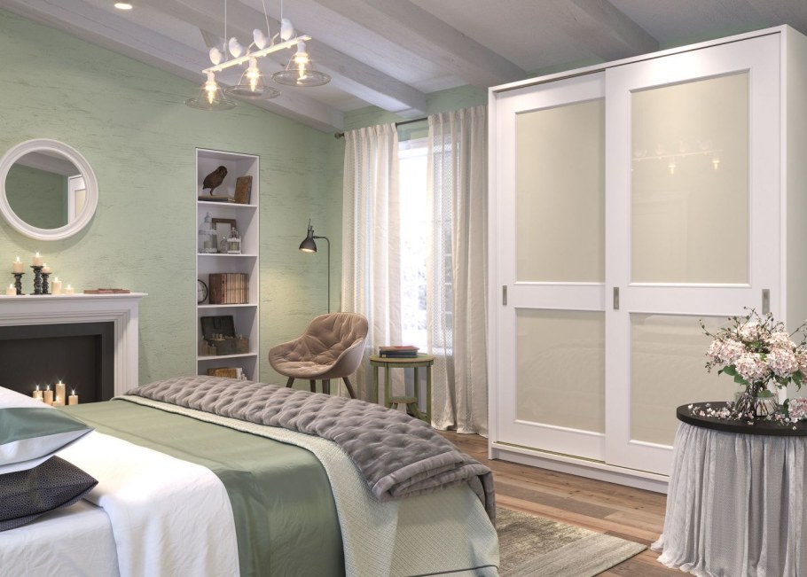 Спальня в фисташковых тонах