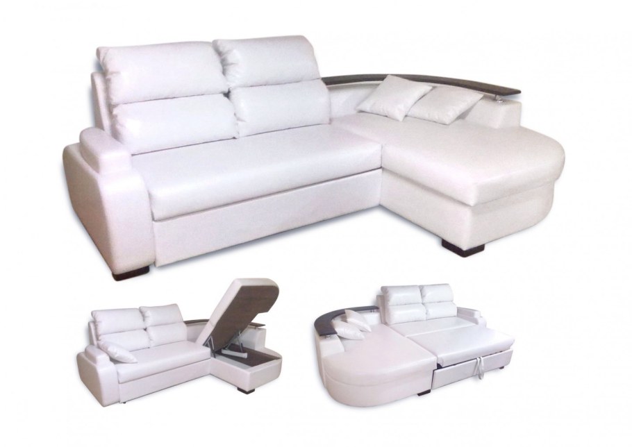 Угловой диван Атланта экокожа белый