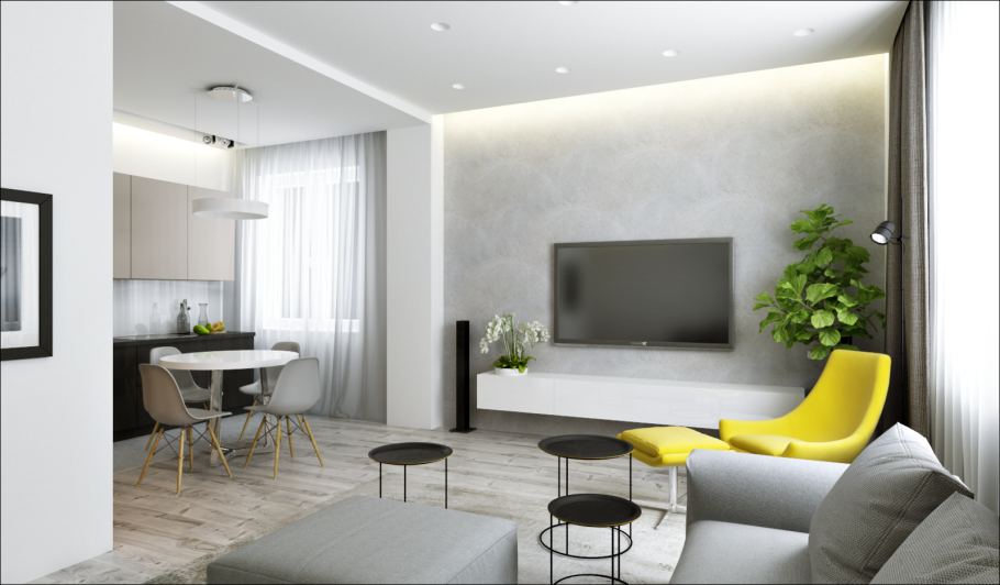 Интерьер однокомнатной квартиры 60 кв м