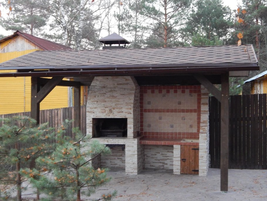 Беседка с односкатной крышей 20м2