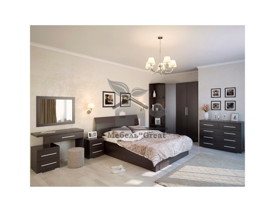 Интерьер спальни венге и беленый дуб фото