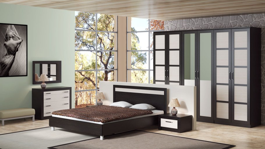 Стенка Женева дуб беленый/венге