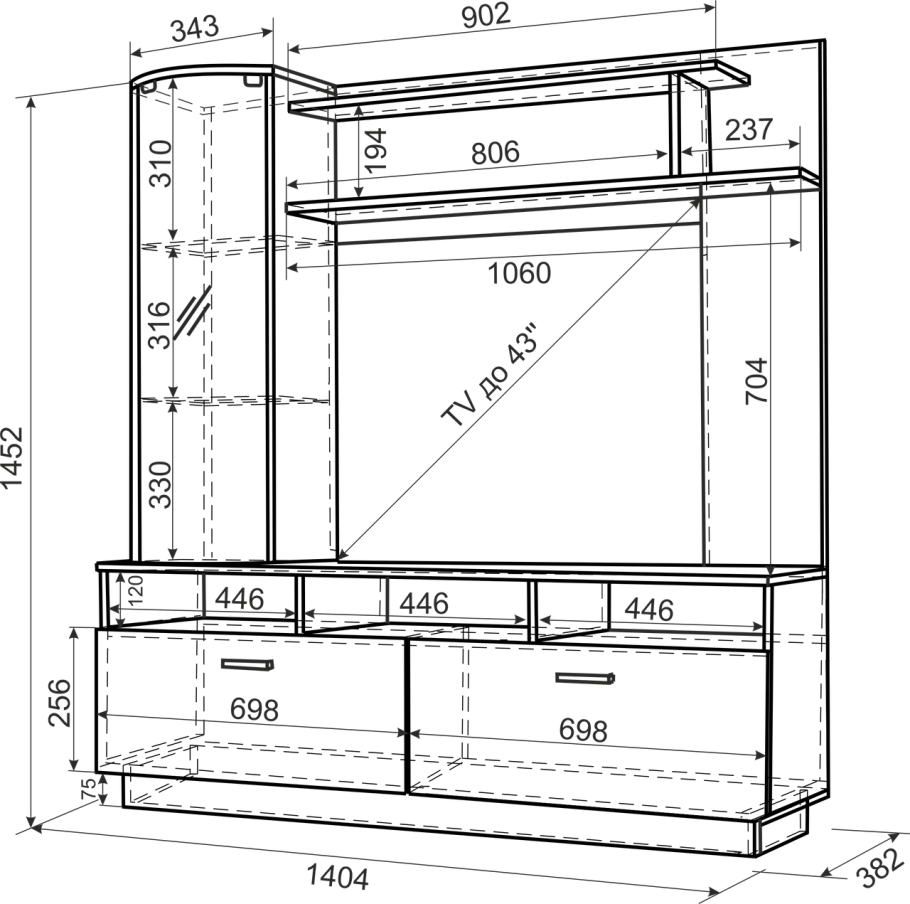 Размеры шкафчиков для модульной кухни