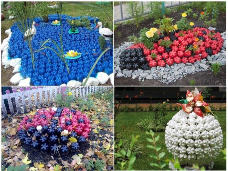 Клумбы из бутылок