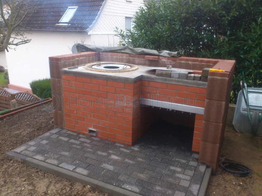 Уличная печь под казан из кирпича