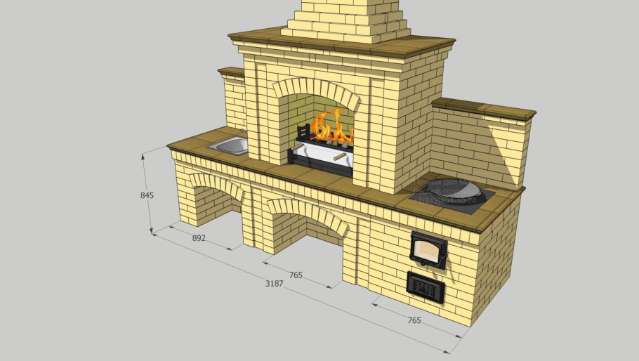 Стационарный мангал порядовка барбекю