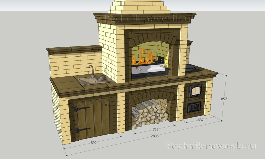 Печь барбекю без трубы