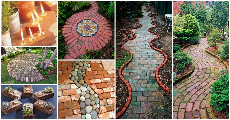 Дорожки из битого кирпича на даче
