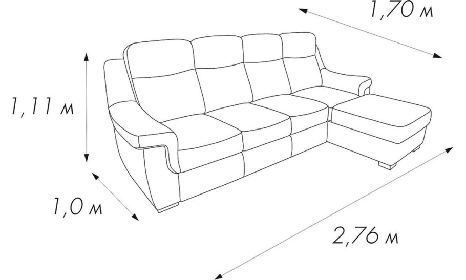 Диван Веста 3 с оттоманкой