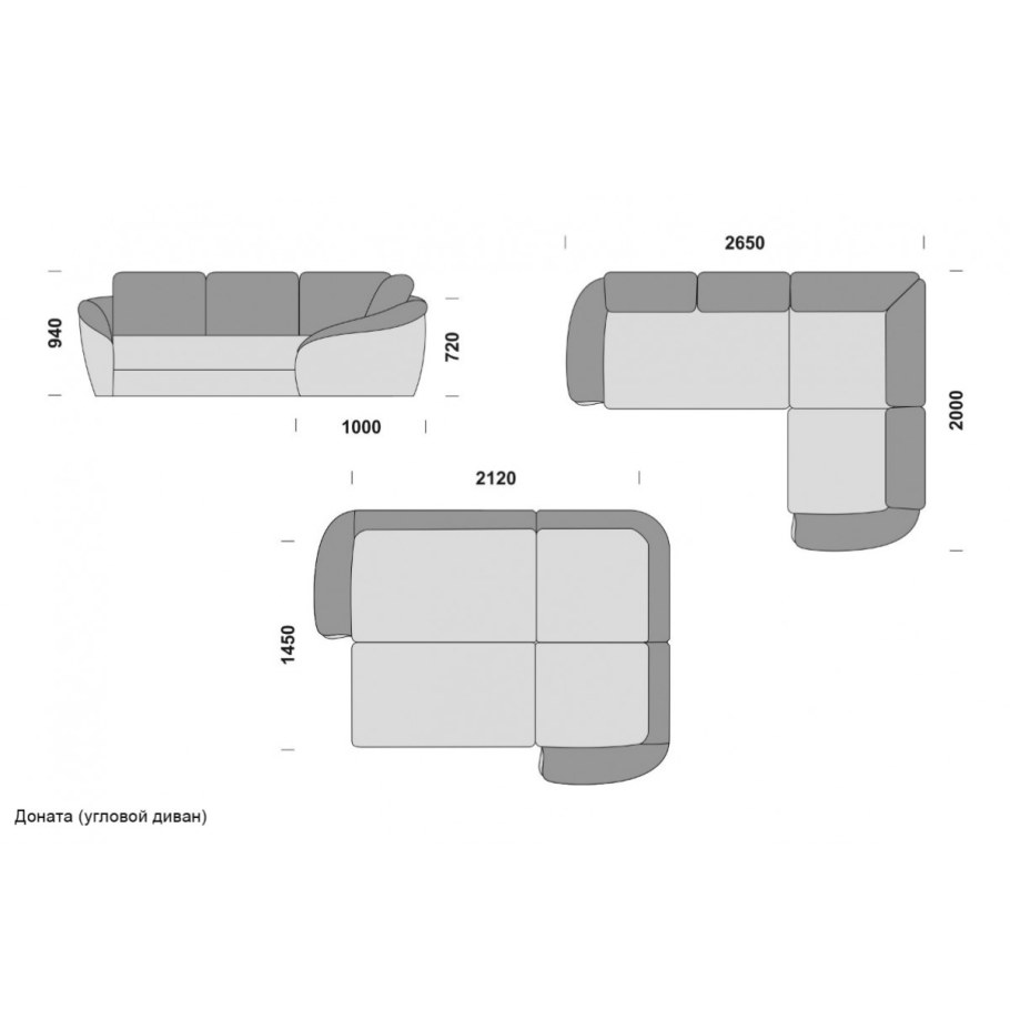 Угловой диван Логан чертеж