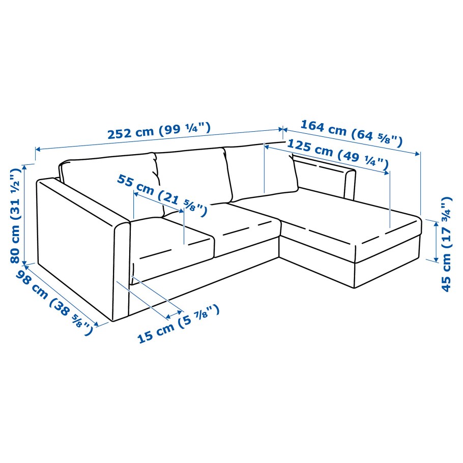 Угловой диван Размеры