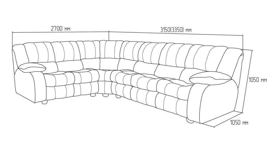 Угловой диван Максимус чертеж