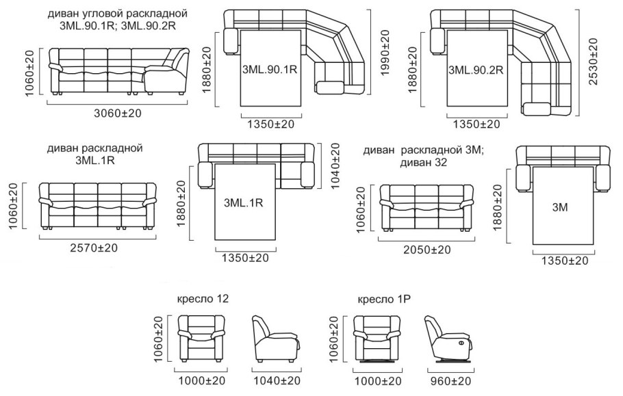 Схема сборки дивана Манчестер угловой